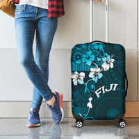 Fiji Masi Luggage Cover Fijian Hibiscus Tapa Sky Blue Version LT01 - Polynesian Pride