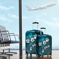 Fiji Masi Luggage Cover Fijian Hibiscus Tapa Sky Blue Version LT01 - Polynesian Pride