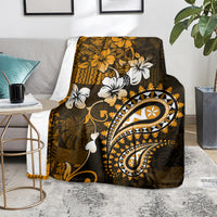 Fiji Masi Paisley With Hibiscus Tapa Blanket Gold Version LT01 - Polynesian Pride