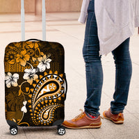 Fiji Masi Paisley With Hibiscus Tapa Luggage Cover Gold Version LT01 Gold - Polynesian Pride
