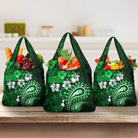 Fiji Masi Paisley With Hibiscus Tapa Grocery Bag Green Version