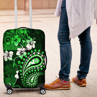 Fiji Masi Paisley With Hibiscus Tapa Luggage Cover Green Version LT01 Green - Polynesian Pride