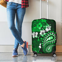 Fiji Masi Paisley With Hibiscus Tapa Luggage Cover Green Version LT01 - Polynesian Pride