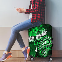 Fiji Masi Paisley With Hibiscus Tapa Luggage Cover Green Version LT01 - Polynesian Pride