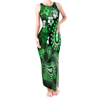 Fiji Masi Paisley With Hibiscus Tapa Tank Maxi Dress Green Version LT01 Women Green - Polynesian Pride