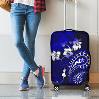Fiji Masi Paisley With Hibiscus Tapa Luggage Cover Navy Blue Version LT01 - Polynesian Pride