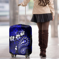 Fiji Masi Paisley With Hibiscus Tapa Luggage Cover Navy Blue Version LT01 - Polynesian Pride