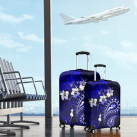 Fiji Masi Paisley With Hibiscus Tapa Luggage Cover Navy Blue Version LT01 - Polynesian Pride