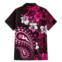 Fiji Masi Paisley With Hibiscus Tapa Family Matching Mermaid Dress and Hawaiian Shirt Pink Version LT01 - Polynesian Pride