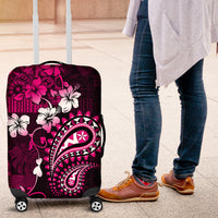 Fiji Masi Paisley With Hibiscus Tapa Luggage Cover Pink Version LT01 Pink - Polynesian Pride