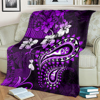 Fiji Masi Paisley Blanket Fijian Hibiscus Tapa Purple Version LT01 - Polynesian Pride