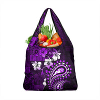 Fiji Masi Paisley Grocery Bag Fijian Hibiscus Tapa Purple Version