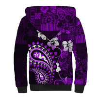 Fiji Masi Paisley Sherpa Hoodie Fijian Hibiscus Tapa Purple Version LT01 - Polynesian Pride