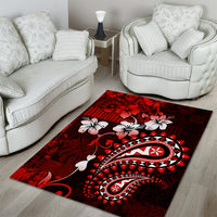 Fiji Masi Paisley Area Rug Fijian Hibiscus Tapa Red Version LT01 - Polynesian Pride