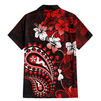 Fiji Masi Paisley Family Matching Mermaid Dress and Hawaiian Shirt Fijian Hibiscus Tapa Red Version LT01 - Polynesian Pride