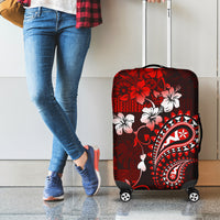 Fiji Masi Paisley Luggage Cover Fijian Hibiscus Tapa Red Version LT01 - Polynesian Pride