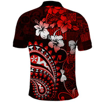 Fiji Masi Paisley Polo Shirt Fijian Hibiscus Tapa Red Version LT01 - Polynesian Pride