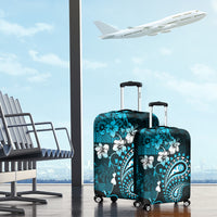 Fiji Masi Paisley Luggage Cover Fijian Hibiscus Tapa Sky Blue Version LT01 - Polynesian Pride