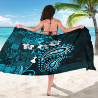 Fiji Masi Paisley Sarong Fijian Hibiscus Tapa Sky Blue Version LT01 - Polynesian Pride