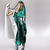 Fiji Masi Paisley Hooded Blanket Fijian Hibiscus Tapa Turquoise Version LT01 - Polynesian Pride