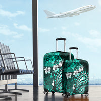 Fiji Masi Paisley Luggage Cover Fijian Hibiscus Tapa Turquoise Version LT01 - Polynesian Pride