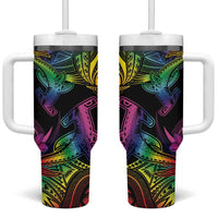 LGBT History Month Tumbler With Handle Polynesian Hammerhead Shark LT01 One Size: 40 oz Rainbow - Polynesian Pride