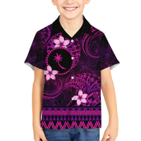 FSM Chuuk State Family Matching Long Sleeve Bodycon Dress and Hawaiian Shirt Tribal Pattern Pink Version LT01 Son's Shirt Pink - Polynesian Pride