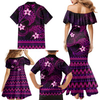 FSM Chuuk State Family Matching Mermaid Dress and Hawaiian Shirt Tribal Pattern Pink Version LT01 - Polynesian Pride