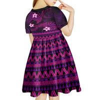 FSM Chuuk State Kid Short Sleeve Dress Tribal Pattern Pink Version LT01 - Polynesian Pride
