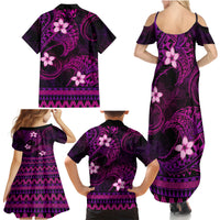 FSM Pohnpei State Family Matching Summer Maxi Dress and Hawaiian Shirt Tribal Pattern Pink Version LT01 - Polynesian Pride