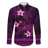 FSM Pohnpei State Family Matching Summer Maxi Dress and Hawaiian Shirt Tribal Pattern Pink Version LT01 Dad's Shirt - Long Sleeve Pink - Polynesian Pride