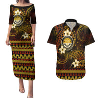 FSM Culture Day Couples Matching Puletasi and Hawaiian Shirt Tribal Pattern Gold Version LT01 Gold - Polynesian Pride