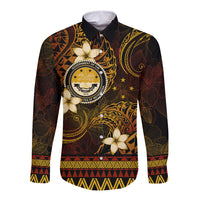 FSM Culture Day Long Sleeve Button Shirt Tribal Pattern Gold Version LT01 Unisex Gold - Polynesian Pride
