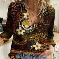 FSM Culture Day Women Casual Shirt Tribal Pattern Gold Version LT01 Female Gold - Polynesian Pride