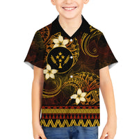 FSM Kosrae State Family Matching Short Sleeve Bodycon Dress and Hawaiian Shirt Tribal Pattern Gold Version LT01 Son's Shirt Gold - Polynesian Pride