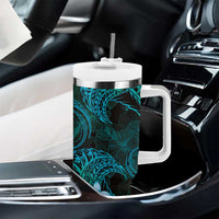 FSM Yap State Tumbler With Handle Tribal Pattern Ocean Version
