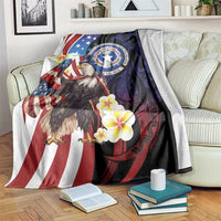 Northern Mariana Islands 4th of July Blanket Plumeria USA Eagle