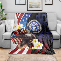 Northern Mariana Islands 4th of July Blanket Plumeria USA Eagle