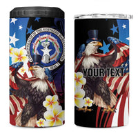 Personalized Northern Mariana Islands 4th of July 4 in 1 Can Cooler Tumbler Plumeria USA Eagle