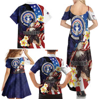 Personalized Northern Mariana Islands 4th of July Family Matching Summer Maxi Dress and Hawaiian Shirt Plumeria USA Eagle