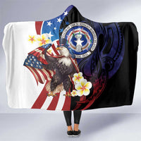Northern Mariana Islands 4th of July Hooded Blanket Plumeria USA Eagle LT01 One Size Multicolor - Polynesian Pride