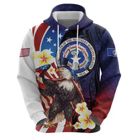 Personalized Northern Mariana Islands 4th of July Hoodie Plumeria USA Eagle