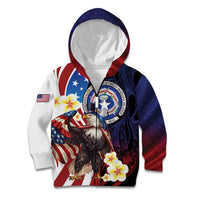 Personalized Northern Mariana Islands 4th of July Kid Hoodie Plumeria USA Eagle