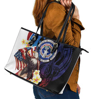 Northern Mariana Islands 4th of July Leather Tote Bag Plumeria USA Eagle LT01 - Polynesian Pride