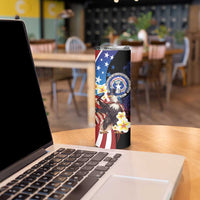 Personalized Northern Mariana Islands 4th of July Skinny Tumbler Plumeria USA Eagle