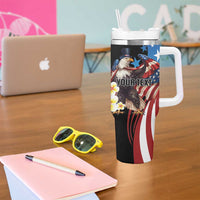 Personalized Northern Mariana Islands 4th of July Tumbler With Handle Plumeria USA Eagle