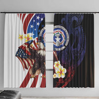 Northern Mariana Islands 4th of July Window Curtain Plumeria USA Eagle LT01 With Hooks Multicolor - Polynesian Pride