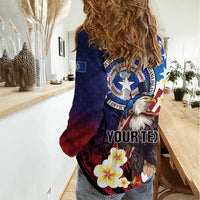 Personalized Northern Mariana Islands 4th of July Women Casual Shirt Plumeria USA Eagle