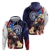 Personalized Northern Mariana Islands 4th of July Zip Hoodie Plumeria USA Eagle