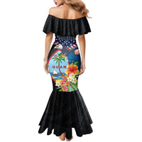 Personalized Guam Fourth of July Family Matching Mermaid Dress and Hawaiian Shirt Tropical Flowers